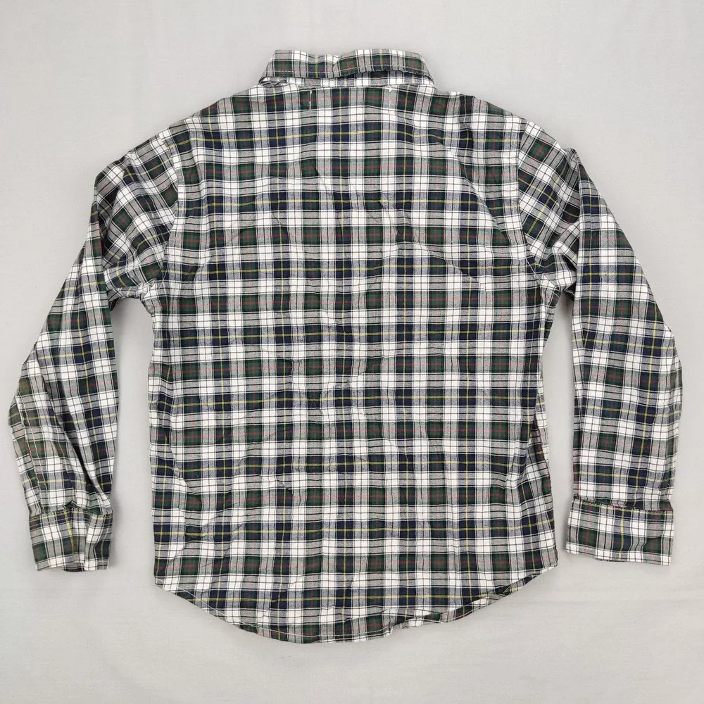 Old Navy Button‎ Down Boys S(6-7) Green Plaid Built-In Flex Long Sleeve Shirt